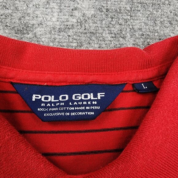 Ralph Lauren Polo Golf Shirt Men Large Red Black Stripe Short Sleeve Performance - Picture 2 of 16